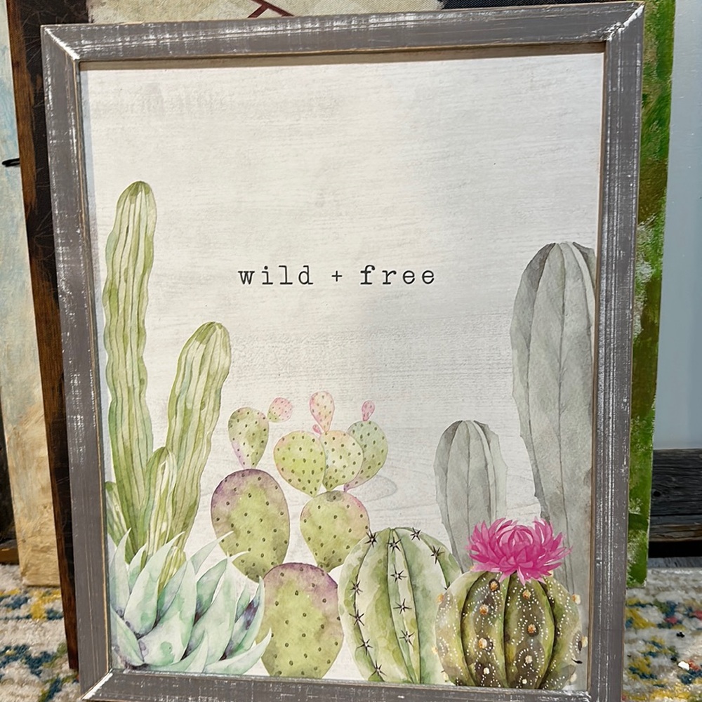 Wooden cactus wall decor